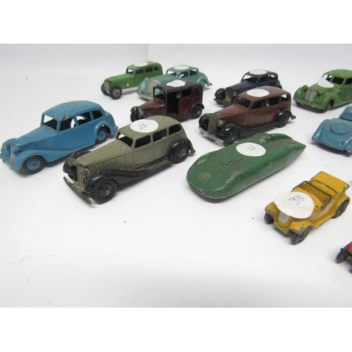 9361 - A group of thirteen playworn Dinky Toys diecast model cars, to include 39a Packard, 23d Auto Union r... 