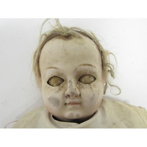 9249 - Two Victorian dipped wax shoulder head girl dolls for restoration, one with sleeping glass eyes, han... 