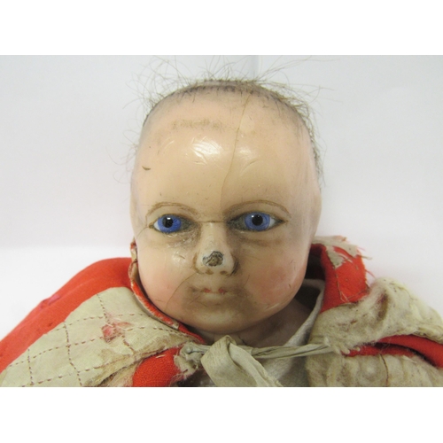 9249 - Two Victorian dipped wax shoulder head girl dolls for restoration, one with sleeping glass eyes, han... 