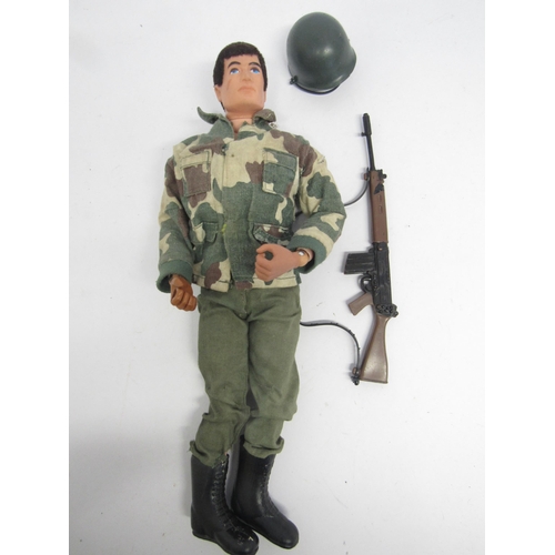 9217 - Four vintage Palitoy Action Man figures (some replaced hands, one missing hand), with a quantity of ... 