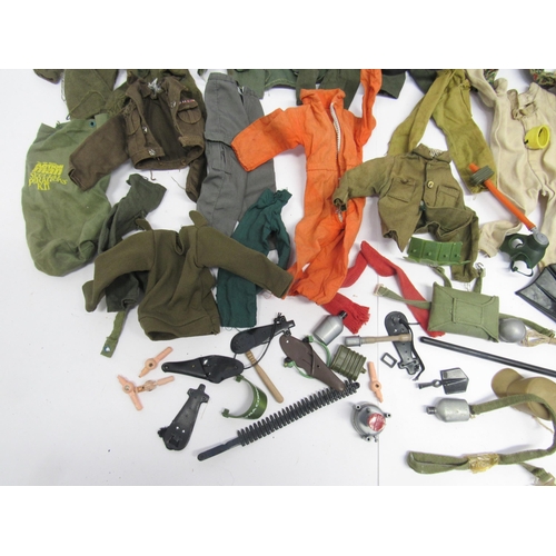 9217 - Four vintage Palitoy Action Man figures (some replaced hands, one missing hand), with a quantity of ... 