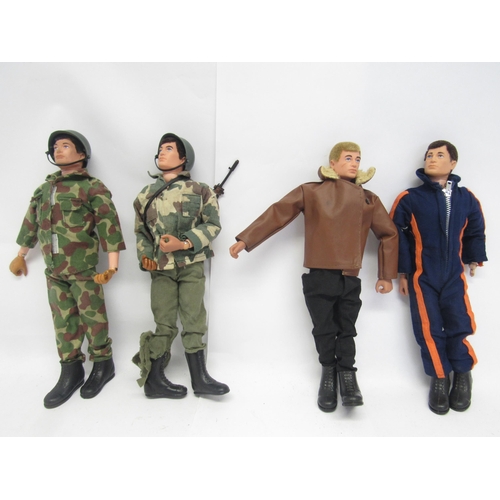 9217 - Four vintage Palitoy Action Man figures (some replaced hands, one missing hand), with a quantity of ... 