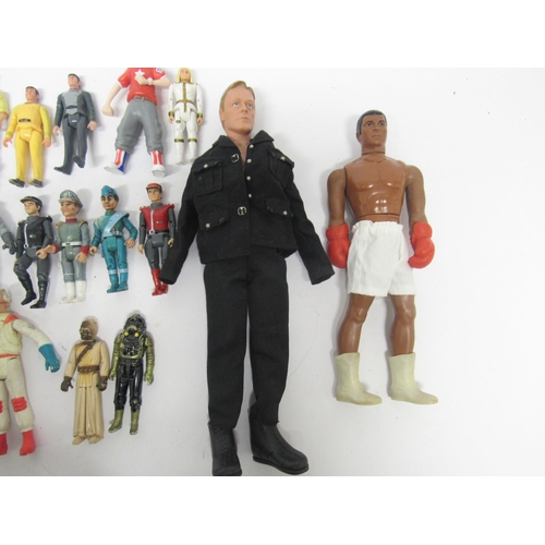 9213 - A group of mixed playworn action figures to include Gerry Anderson Space Precinct Lieutenant Brogan ... 