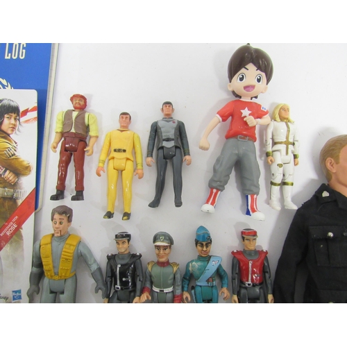 9213 - A group of mixed playworn action figures to include Gerry Anderson Space Precinct Lieutenant Brogan ... 