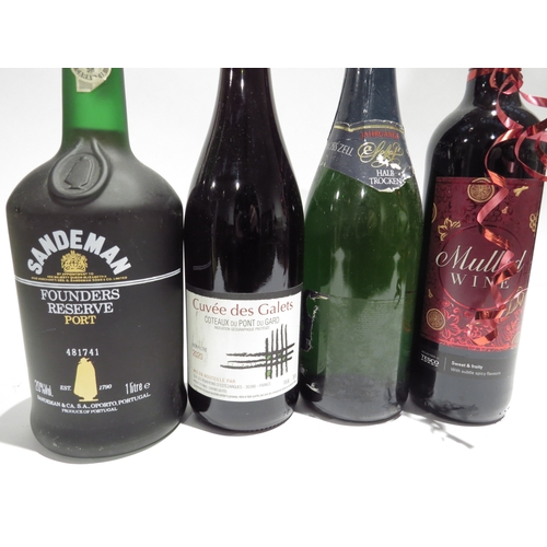 8302 - Sandeman Founders Reserve Port 1Ltr, Tesco Mulled Wine, 2020 Cuvee des Galets, Schlosszell sparkling... 