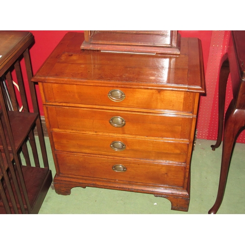 4068 - A fruitwood chest of small proportions the four drawers over bracket feet, 69cm tall x 67cm wide x 4... 