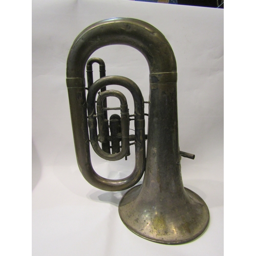 4268 - A Salvation Army matching euphonium, silver plate on brass, no mouthpiece, dents present