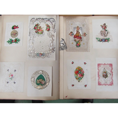 5222 - A folio album containing approximately 150 valentines and friendship cards, plus other 18th & 19th C... 