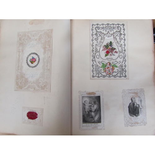 5222 - A folio album containing approximately 150 valentines and friendship cards, plus other 18th & 19th C... 