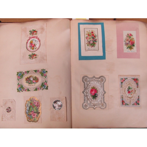 5222 - A folio album containing approximately 150 valentines and friendship cards, plus other 18th & 19th C... 