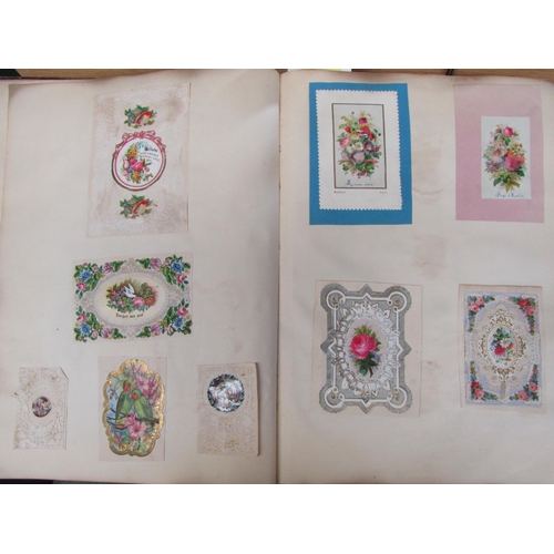 5222 - A folio album containing approximately 150 valentines and friendship cards, plus other 18th & 19th C... 