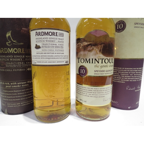 8057 - Tomintoul 10 Year Old Single Malt Scotch Whisky, Speyside, Scotland, 70cl. Ardmore Traditional Cask ... 