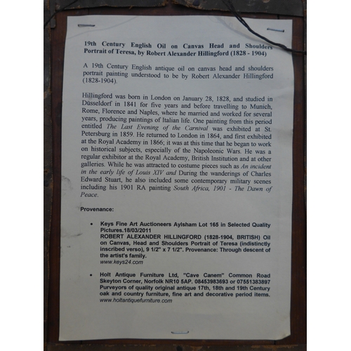 6022 - Attributed to Robert Alexander Hillingford (1828-1904): An oil on canvas head and shoulders portrait... 