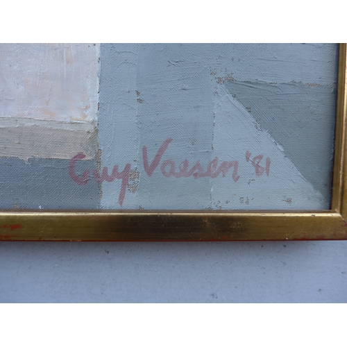 6072 - GUY VAESEN (1912-2002) A framed oil on canvas - 'Folegandros, Greece'. Signed bottom right and dated... 