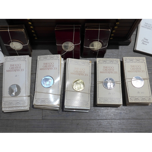 7005A - 'The 100 Greatest Masterpieces' Silver Proof coin set of 100 coins struck by John Pinches Medallists... 