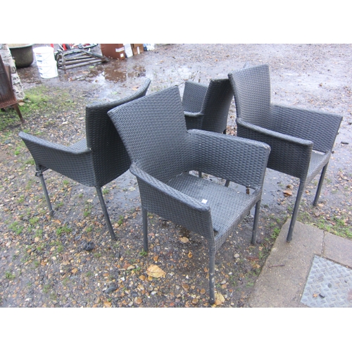 3437 - Four wicker effect garden chairs, a/f