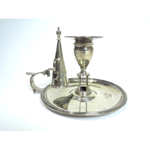 7067 - A Victorian Henry Wilkinson & Co. silver chamber stick with matching snuffer, swan neck crest to dis... 