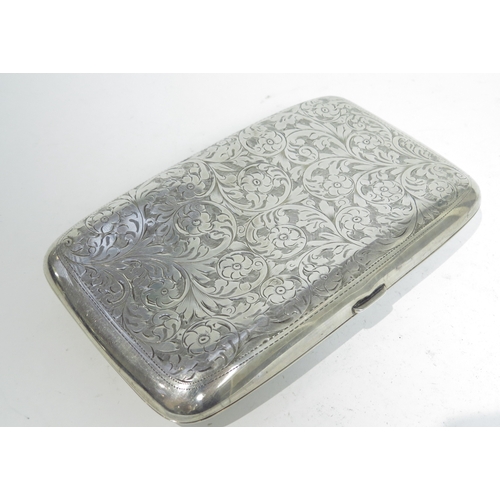 7051 - A George V William Henry Sparrow silver cigar case with all-over floral and leaf engraved detail, in... 