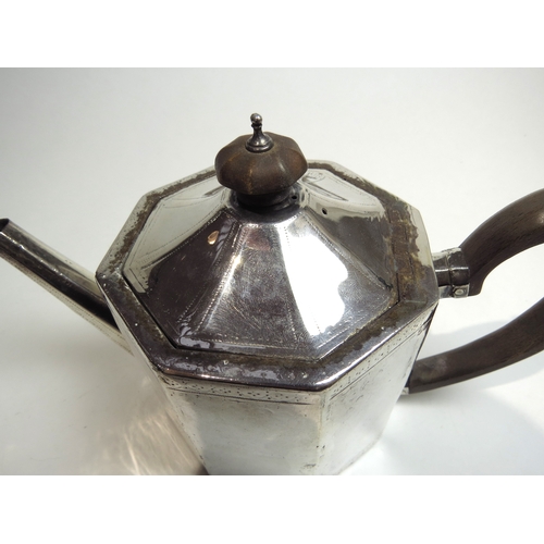 7069 - A George III Edward Cooper octagonal silver teapot with punch border detail, corrosion to top, Londo... 