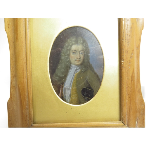 7061 - Two 19th Century miniature portraits painted on metal in gilt frames with gilt mounts on both with p... 