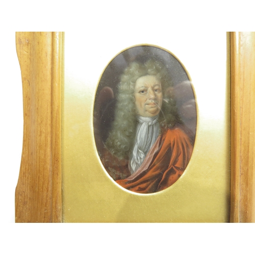 7061 - Two 19th Century miniature portraits painted on metal in gilt frames with gilt mounts on both with p... 