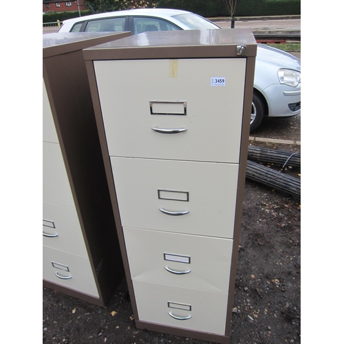 3459 - A four drawer metal filing cabinet with key