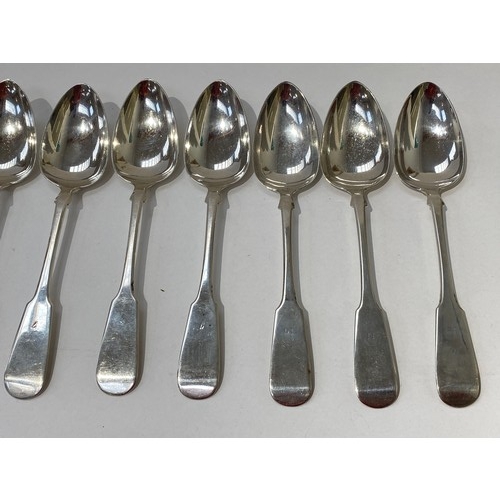 7089 - A set of twelve William Hannay Scottish silver serving spoons numbered 1-12 Glasgow 1829, 823g