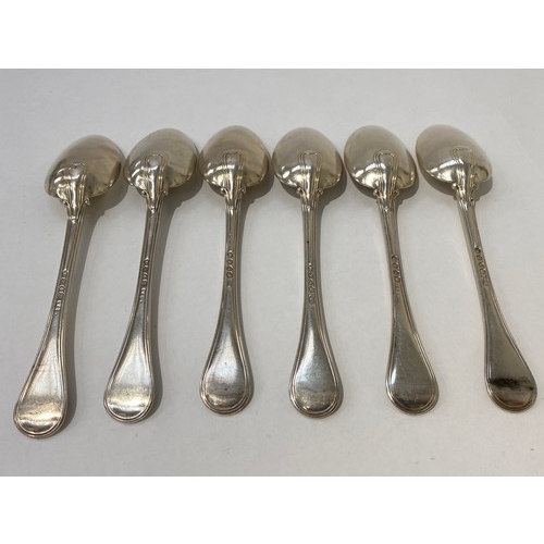 7093 - Six William Easton silver dessert spoons with letter P monogram to handle, London 1833, 297g