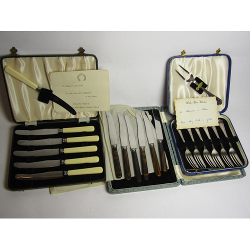 4415 - Three cased sets of plated cutlery, two sets of butter knives and a set of pastry forks