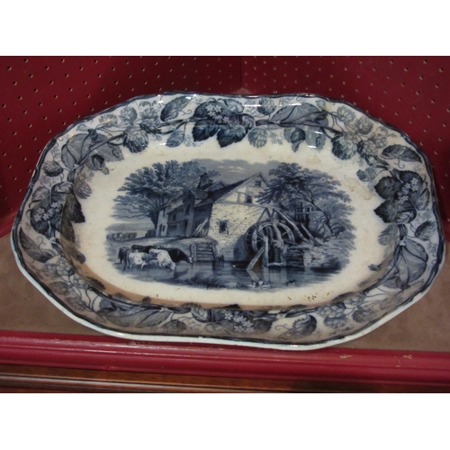 4044 - Four blue and white meat platters, including Wild rose, Spanish festivities etc, largest 41cm