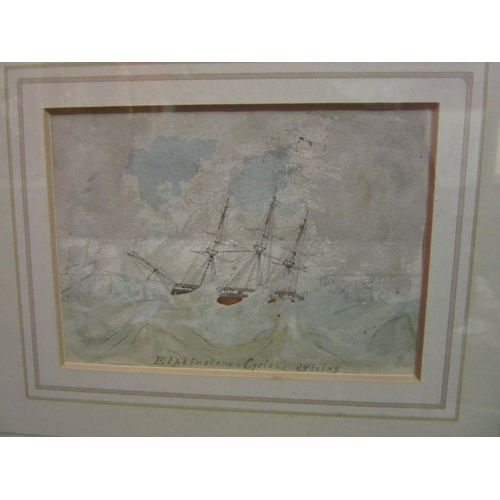 4064 - E. C KENT: A watercolour of a sail ship at sea, 27cm x 39cm image size,  and another of Elphinstone ... 