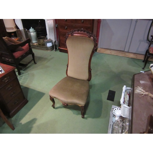 4213 - A William IV rosewood chair with carved decoration over a serpentine front seat on carved fore cabri... 