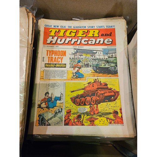 9039 - A box of mid to late 20th Century 'Tiger and Hurricane' Comics with issues ranging from 22nd May 196... 