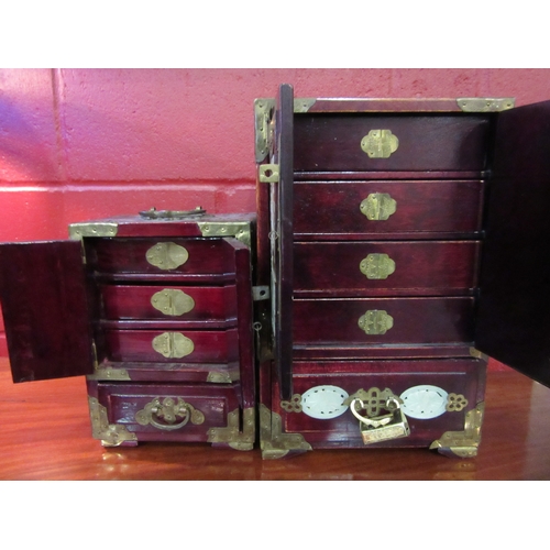 4279 - A pair of Japanese jewellery chests, larger has lock and key