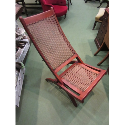 4281 - A 19th Century teak folding steamer chair with cane seat and back rest