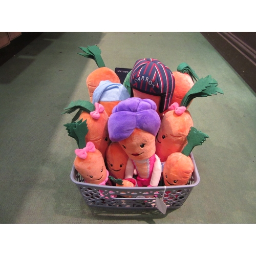 4284 - A basket containing Kevin the carrot soft toy and his family