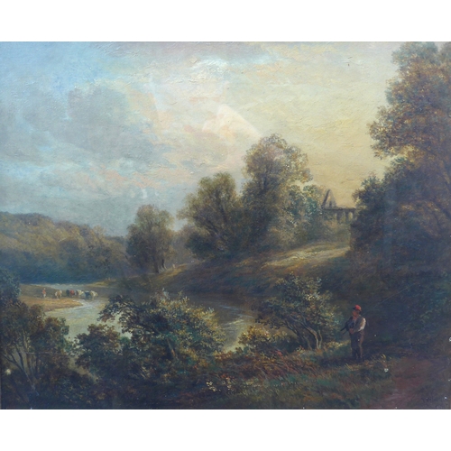 6017 - THOMAS WHITTLE II (act 1856-1897) A gilt framed and glazed oil on canvas of a valley scene with a dr... 