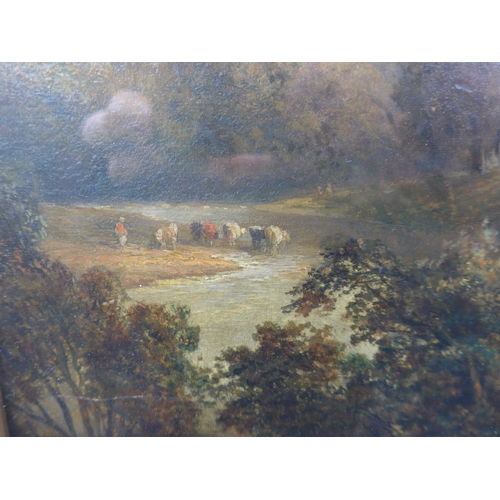 6017 - THOMAS WHITTLE II (act 1856-1897) A gilt framed and glazed oil on canvas of a valley scene with a dr... 