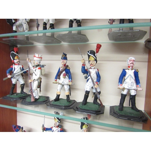 9161 - A collection of approximately eighty hand painted white metal military figures of varying scales, in... 