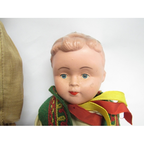 9275 - An unusual early 20th Century character doll as an elderly lady with moulded cloth face, painted fea... 