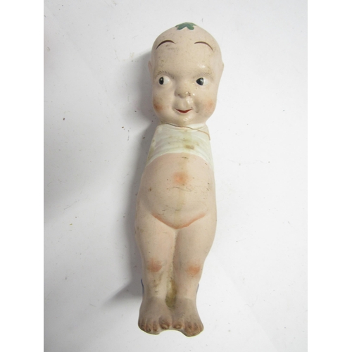 9275 - An unusual early 20th Century character doll as an elderly lady with moulded cloth face, painted fea... 