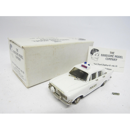 9484 - A boxed The Handsome Model Company limited edition no.1 Ford Zephyr 6 Mk III police car in white wit... 