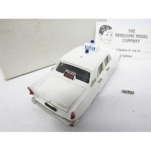 9484 - A boxed The Handsome Model Company limited edition no.1 Ford Zephyr 6 Mk III police car in white wit... 