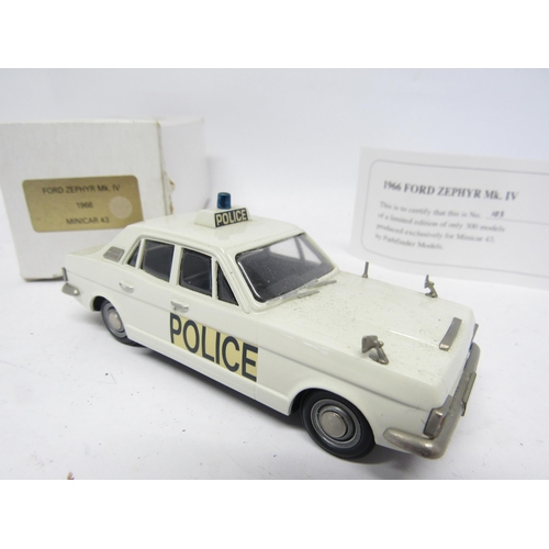 9479 - A boxed Minicar 43 (Pathfinder) limited edition 1966 Ford Zephyr Mk IV police car in white with blac... 