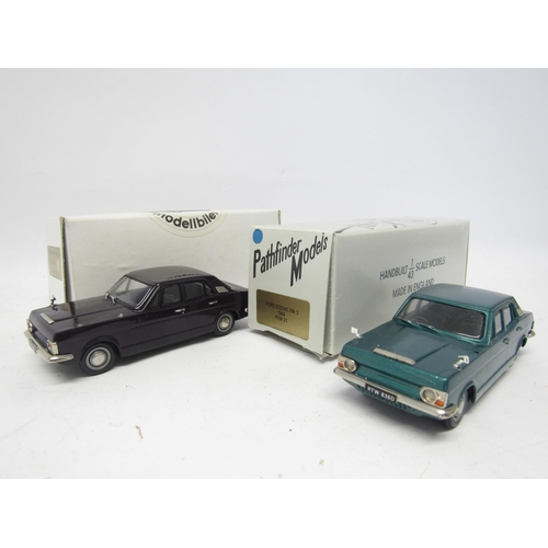 9478 - Two Minicar 43 (Pathfinder) limited edition 1966 Ford Zephyr Mk IV diecast model cars, one in dark p... 