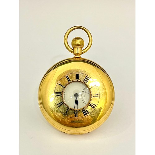 5089 - CHARLES FRODSHAM: An early 20th Century 18ct gold half hunter pocket watch, English lever escapement... 