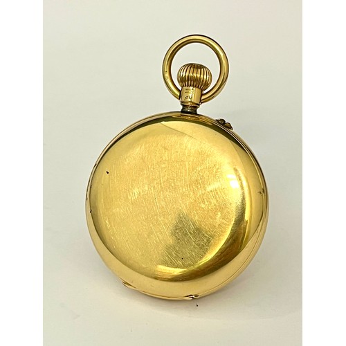 5069 - An early 20th Century 18ct gold full hunter pocket watch, three-quarter plate movement, English leve... 