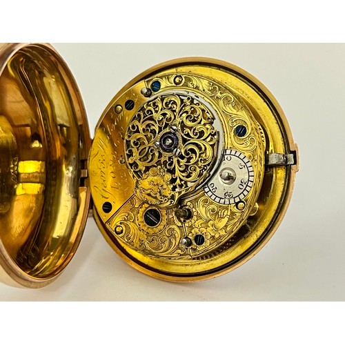 5055 - GEORGE WATSON OF LONDON: An early 19th Century 18ct gold pair cased pocket watch, fusee driven movem... 