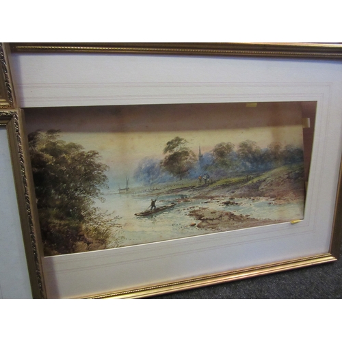 1360 - E.EARLS: Two gilt framed watercolours of boats with mountains to background, both signed bottom righ... 