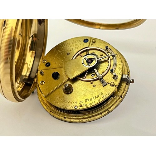 5035 - J.W. BENSON OF LONDON: A 19th Century 18ct gold open-faced pocket watch, fusee driven with English l... 